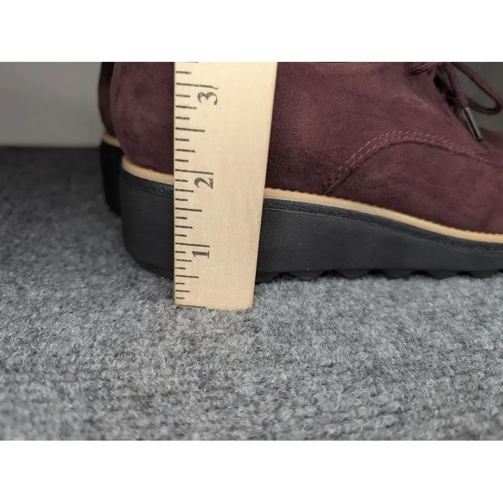 Clarks Women's Sharon Noel Oxford‎ Size 7 Platform Lace Up Shoe Burgundy Suede